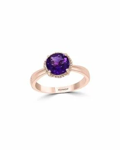Effy Fine Jewelry 14K Rose Gold 1.86 Ct. Tw. Diamond & Amethyst Ring Women