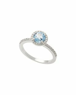 Effy Fine Jewelry 14K 0.93 Ct. Tw. Diamond & Aquamarine Ring Women