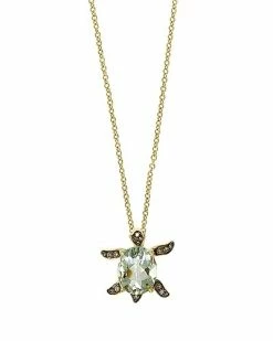 Effy Fine Jewelry Effy 14K 2.23 Ct. Tw. Diamond & Green Amethyst Necklace Women