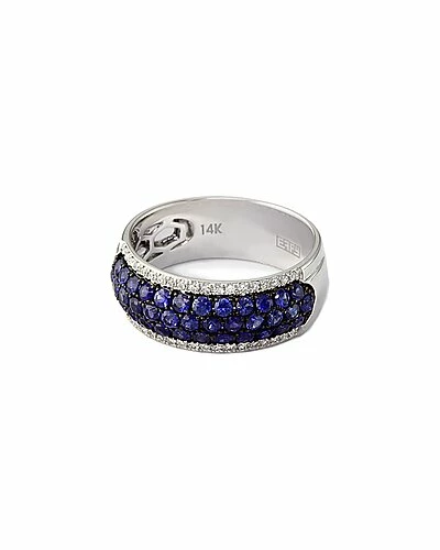 Effy Fine Jewelry Effy 14K 1.27 Ct. Tw. Diamond & Sapphire Half-Eternity Ring Women 1 Effy Fine Jewelry Effy 14K 1.27 Ct. Tw. Diamond & Sapphire Half-Eternity Ring Women