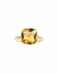 Effy Fine Jewelry Effy 14K 5.19 Ct. Tw. Diamond & Citrine Ring Women