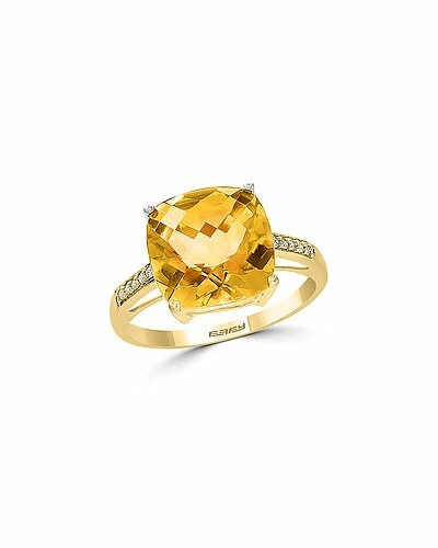 Effy Fine Jewelry Effy 14K 5.19 Ct. Tw. Diamond & Citrine Ring Women 3 Effy Fine Jewelry Effy 14K 5.19 Ct. Tw. Diamond & Citrine Ring Women - Image 3