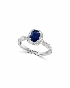 Effy Fine Jewelry Effy 18K 1.32 Ct. Tw. Diamond & Blue Sapphire Ring Women