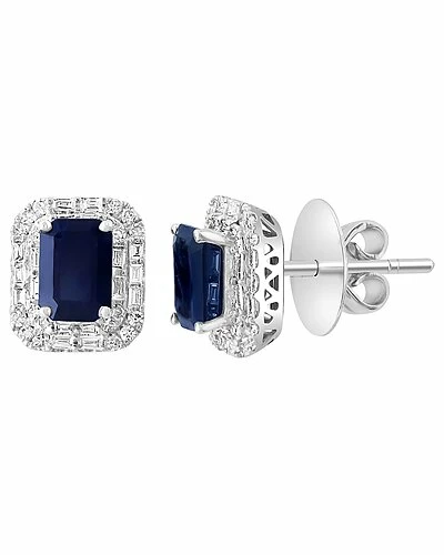 Effy Fine Jewelry Effy 14K 2.56 Ct. Tw. Diamond & Blue Sapphire Earrings Women 1 Effy Fine Jewelry Effy 14K 2.56 Ct. Tw. Diamond & Blue Sapphire Earrings Women