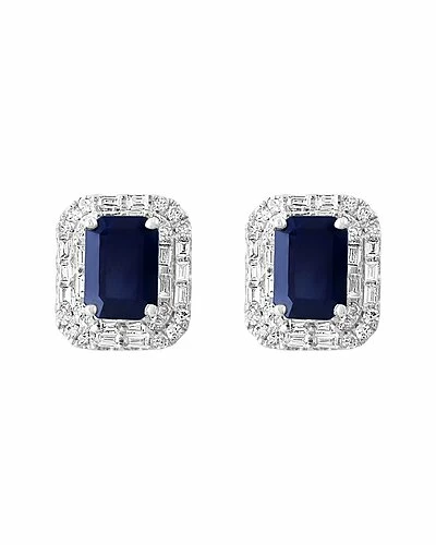 Effy Fine Jewelry Effy 14K 2.56 Ct. Tw. Diamond & Blue Sapphire Earrings Women 2 Effy Fine Jewelry Effy 14K 2.56 Ct. Tw. Diamond & Blue Sapphire Earrings Women - Image 2