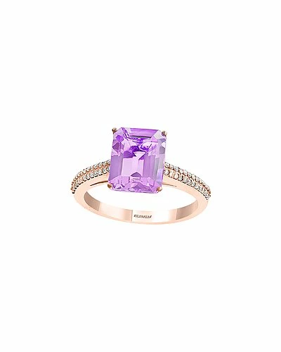 Effy Fine Jewelry 14K Rose Gold 3.30 Ct. Tw. Diamond & Pink Amethyst Ring Women 1 Effy Fine Jewelry 14K Rose Gold 3.30 Ct. Tw. Diamond & Pink Amethyst Ring Women